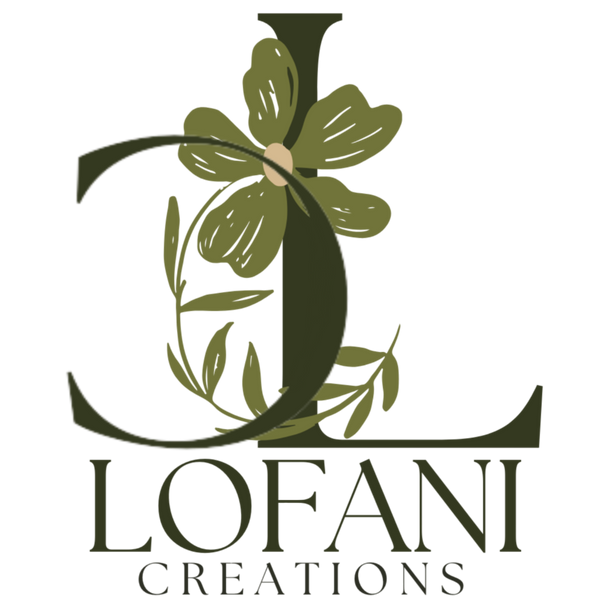Logo of Lofani Creations with a stylized letter 'L' and floral elements on a white background.